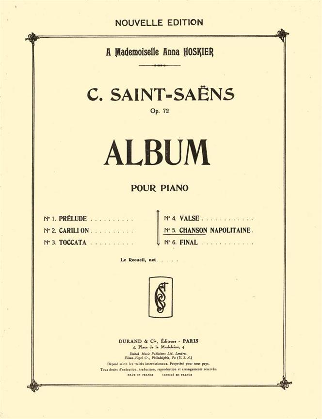 Album Op 72 N 5 Chanson Napo.Piano
